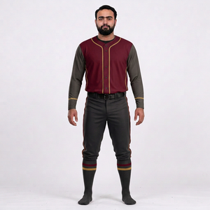 Uniforme de Béisbol para Hombre, Conjunto de Pantalones y Camiseta Sólida de Manga Corta con Cierre de Botones, Transpirable, Antibacteriano, Nombre del Equipo Personalizado, 100% Poliéster - Product Image 5