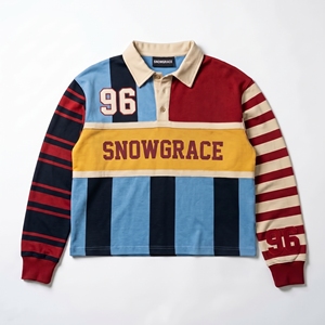Camiseta Deportiva Unisex Snowgrace de Manga Larga con Bloques de Color, Cuello Camisero, Corte Regular, Logotipo Bordado en la Parte Delantera - Product Image 1