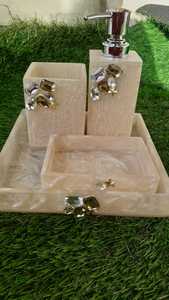 Ensembles d'accessoires de salle de bain en résine aspect marbre et antique - Product Image 2