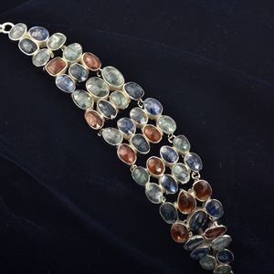 สร้อยข้อมือหลายชั้นดีไซน์หรูหรา ประดับอัญมณีหลากหลายชนิด เงินแท้ 925 สายปรับได้ เหมาะสำหรับงานแต่งงาน โอกาสพิเศษ และเป็นของขวัญ - Product Image 2