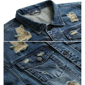 Chaqueta de mezclilla para hombre con logo personalizado, bordado de botones, desgastada, vintage, lavada, rotas, al por mayor, estilo urbano, ropa de abrigo de invierno - Product Image 6