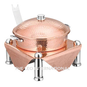 Plat de service rond de luxe en argent plaqué or rose pour buffet et restauration, avec couvercle - Product Image 4