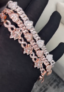 สร้อยข้อมือเงินทรงหัวใจประดับมอสซาไนต์สุดหรู ดีไซน์แบบ Cuban Link พร้อมจี้รูปอินฟินิตี้ ประดับเพชรระยิบระยับ สำหรับสาวๆ ผู้หญิง - Product Image 2
