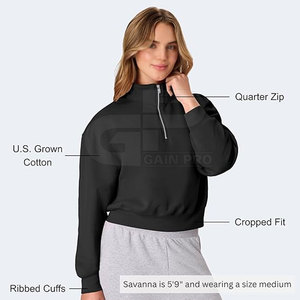 Custom Made <b>Women</b> <b>Quarter</b> <b>Zip</b> <b>Sweatshirt</b> With Unique Color Options Stylish Design For Fashion Brands And Casual Apparel - Product Image 4