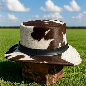 หมวกทรงสูงหนังวัวแท้คุณภาพพรีเมียม งานแฮนด์เมด สำหรับทั้งชายและหญิง ตกแต่งด้วยสายคาดสไตล์ตะวันตก เหมาะสำหรับงานเทศกาล - Product Image 4