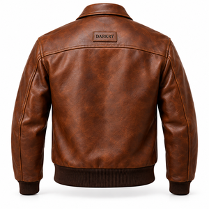 Chaqueta de aviador A2 de cuero auténtico con cuello vuelto, puños acanalados, dobladillo elástico y bolsillo grande con solapa para hombre, fabricante personalizado - Product Image 2