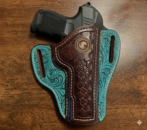 Cinturón de cuero ajustable con ranuras para correas y doble bolsa de almacenamiento para equipo utilitario de equitación western y actividades al aire libre. - Product Image 2