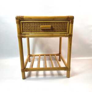 Wholesale Vintage Bamboo Rattan <b>Side</b> <b>Table</b> with <b>Drawer</b> Natural Boho Style Nightstand End <b>Table</b> Furniture OEM ODM Made in Vietnam - Product Image 2