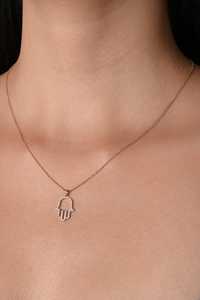 Collier pendentif main Hamza en or massif 14K 18K, diamant de laboratoire taille ronde pavé, 17 pouces réglable, bijou de protection minimaliste - Product Image 6