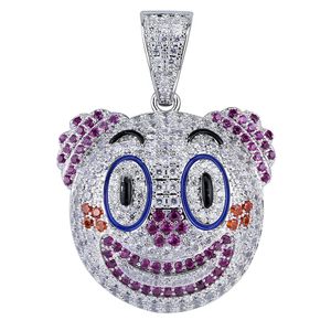 Collar con colgante de emoji de payaso iPhone para hombres y mujeres, estilo hip hop, con diamantes de imitación CZ, chapado en oro y plata, amuleto de joyería con emoji. - Product Image 3