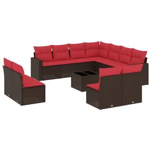 Juego de Sofás de Patio de 12 Piezas en Poliratán Marrón con Cojines, Elegante Colección de Muebles para Exteriores - Product Image 2