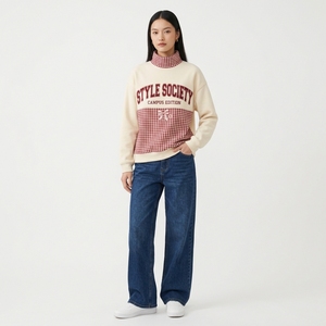 เสื้อสเวตเชิ้ตผ้าฟลีซคอเต่าสำหรับผู้หญิงไซส์ใหญ่ พิมพ์ลายด้านหน้า ทรงหลวม สวมใส่สบาย เหมาะสำหรับฤดูหนาว - Product Image 2