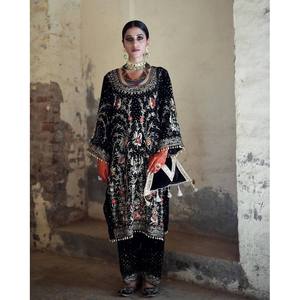 Beautiful <b>Indian</b> & Pakistani Clothing Elegant Party Wear <b>Top</b> Bottom Dupatta Set - Product Image 3