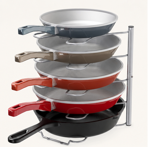 Wholesale 5 Tier Pot and <b>Pan</b> Organizer Rack for Kitchen Cabinet and Countertop Storage Metal Cookware <b>Holder</b> for Kitchen Usage - Product Image 2
