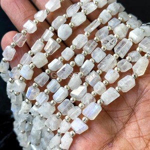 Natural Rainbow Moonstone Faceted Tumble Gemstone Beads Moonstone Loose Nuggets Shape Beads 5x7-6x8MM For Jewelry Making Supplie - Product Image 4
