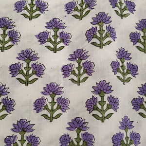 Violet vert foncé Floral main bloc imprimé coton tissu Design Floral Unique pour femmes garçons vêtements sacs peut rideaux chemises - Product Image 1