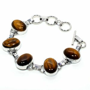 Pulsera de Piedras Preciosas Naturales Cabujón, Pulsera Chapada en Plata de Ley 925, Joyería Hecha a Mano - Product Image 5