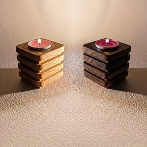Handmade Acacia Wooden <b>Tealight</b> Candle <b>Holder</b> Solid Wood Accent Piece for Farmhouse and Rustic Interiors Design - Product Image 2