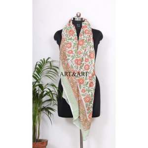 Pañuelo de algodón hecho a mano en India para mujer, elegante pareo/lenço con estampado floral de algodón para el hogar, temporada de verano - Product Image 5