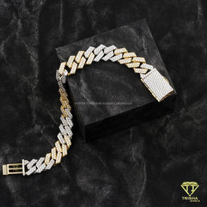 Bracelet cubain en moissanite de qualité supérieure, fabriqué en argent sterling 925, avec des maillons glacés bicolores et un design hip-hop - Product Image 3