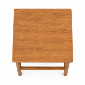 Modern Scandinavian Solid Teak Wood Round <b>End</b> <b>Table</b> with Open <b>Storage</b> Frame Dining Room Furniture for Apartment - Product Image 3