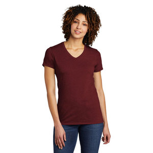 Camiseta de algodón lisa para mujer, cuello en V, manga corta, multicolor, informal, moderna y elegante. - Product Image 4