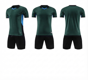 Uniforme de Fútbol Personalizado Verde Oscuro, Conjunto de Uniforme de Equipo, 100% Poliéster de Malla de Secado Rápido, Impresión Digital, Unisex, Cuello Redondo, Mangas Cortas - Product Image 1