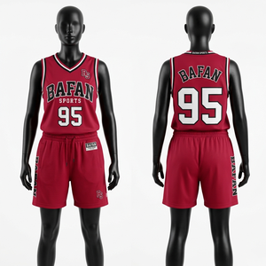 High quality 150 GSM sports mesh <b>red</b> jersey shorts set heat press custom logo - Product Image 1