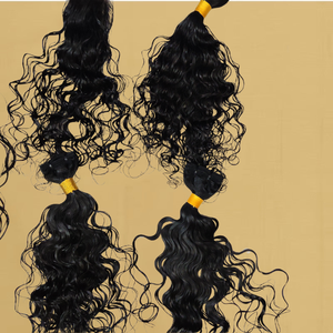 Extensions de cheveux humains vierges indiens Remy non traités, lisses, ondulés profonds, noir naturel, lots de cheveux en vrac, double trame machine - Product Image 1