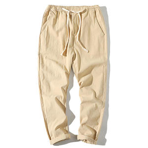 Pantalon décontracté fin pour homme, pantalon long ample et léger en lin pour l'été - Product Image 1