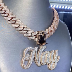 Colgante Hip-Hop Personalizado con Letra Cursiva Fina de Moissanita VVS1, Chapado en Rodio sobre Plata 925, para Hombres y Mujeres - Product Image 4