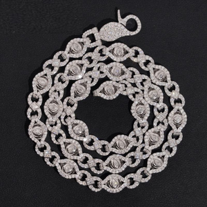 สร้อยคอโมอิสซาไนต์แบบ Iced Out Infinity Link Chain หรูหรา สไตล์ฮิปฮอปสำหรับผู้ชาย ประกายระยิบระยับ สีเงิน - Product Image 5