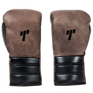 Leather MMA Gloves with Lace-Up Wrist <b>Straps</b> and Logo for Adults Training and Sparring - Product Image 1