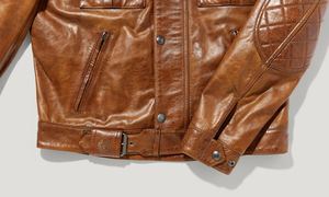 Blouson moto en cuir véritable marron pour homme, col montant, fermeture boutonnée, coupe classique, style automne, fournisseur en gros pour marques privées - Product Image 5