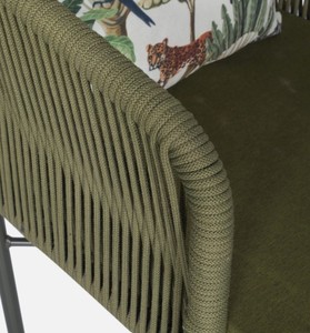 Modern Rope Living Room <b>Chair</b> with Metal Legs Solid Back <b>Cushioned</b> Armchair Tropical Design Outdoor Leisure Seat - Product Image 5