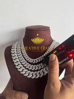 Collier chaîne cubaine 14 mm en moissanite VVS1 sertie de pierres, en argent 925, pour homme, style hip-hop, cadeau pour rappeur, pour soirée, pour ami