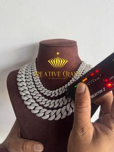 Cadena cubana de 14 mm con incrustaciones de moissanita VVS1 y plata 925 para hombre, estilo hip hop, regalo para rapero, amigo, collar de fiesta. - Product Image 4