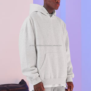Nouveau sweat à capuche pour homme surdimensionné populaire, 2 boutons, sans cordon, tissu en polaire bouffant, 100% coton, broderie, streetwear, longueur régulière - Product Image 4