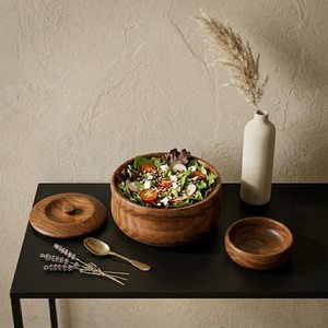 Marmite en bois artisanale avec couvercle, diamètre 24 cm, revêtement multicouche, design classique, ustensile de cuisine par Whimsy Art Craft - Product Image 1