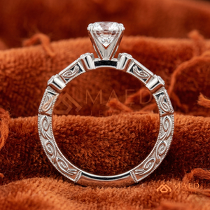 925 Sterling Silver Pear Cut Engagement <b>Ring</b> Women Baguette Side Stone Vintage Milgrain American Diamond <b>CZ</b> Wedding <b>Ring</b> - Product Image 3
