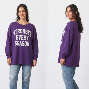 T-shirts imprimés amples et décontractés pour femmes, 100% coton lourd 300 GSM, col rond, streetwear d'été, tee-shirt imprimé oversize - Product Image 5
