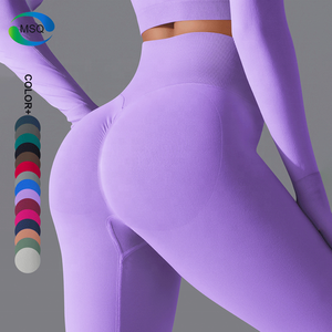 High Waist <b>Seamless</b> <b>Leggings</b> Full Length Solid Color Stretch Breathable Compression Sporty Yoga Wear Push Up Tummy Control Women - Product Image 1