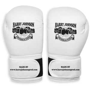 Gants de boxe en cuir HARRY JOHNSON PRODUCTION, à doigts entiers, avec fermeture à lacets au poignet, pour adultes, unisexe, équipement d'entraînement, blanc - Product Image 4