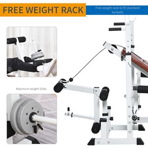 "Home Gym Adjustable Full Body <b>Workout</b> <b>Bench</b> with Leg Developer for Multi-Position Training-White/Brown" - Product Image 6