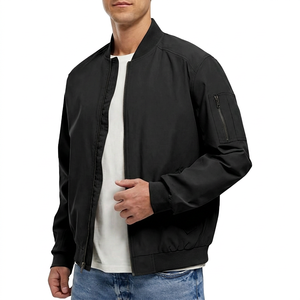 Men's <b>Light</b> Gray <b>Jacket</b> Zipper Stand Collar Casual Windproof Polyester Autumn Wear - Product Image 2