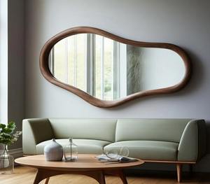 Decorative Handmade Eco-Friendly Compact Walnut Wall <b>Mirror</b> Modern Wooden Frame Home Decor at Best Price - Product Image 1