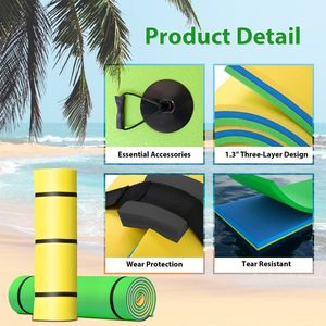 12 X 6 ft 3-Layer Portable <b>Floating</b> Water Mat Tear Resistant Inflatable Outdoor Water Activities Mat for Pool Lake Ocean Use - Product Image 6