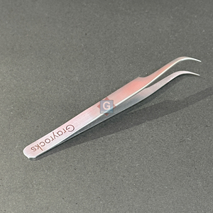 Pince à épiler courbée pour cils, en acier inoxydable, idéale pour les extensions de cils volume – Meilleure vente - Product Image 3