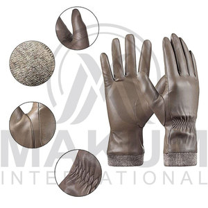 Fashion Warm Winter Windproof Genuine Leather Customer Demanded Dressing Gloves Cheap Price Plain Style Fashion Leather Gloves - Product Image 4