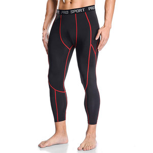 Compression Gym Wear Men Sports Breathable Four-Way Stretch Solid <b>Pattern</b> Workout Tight <b>Leggings</b> - Product Image 5